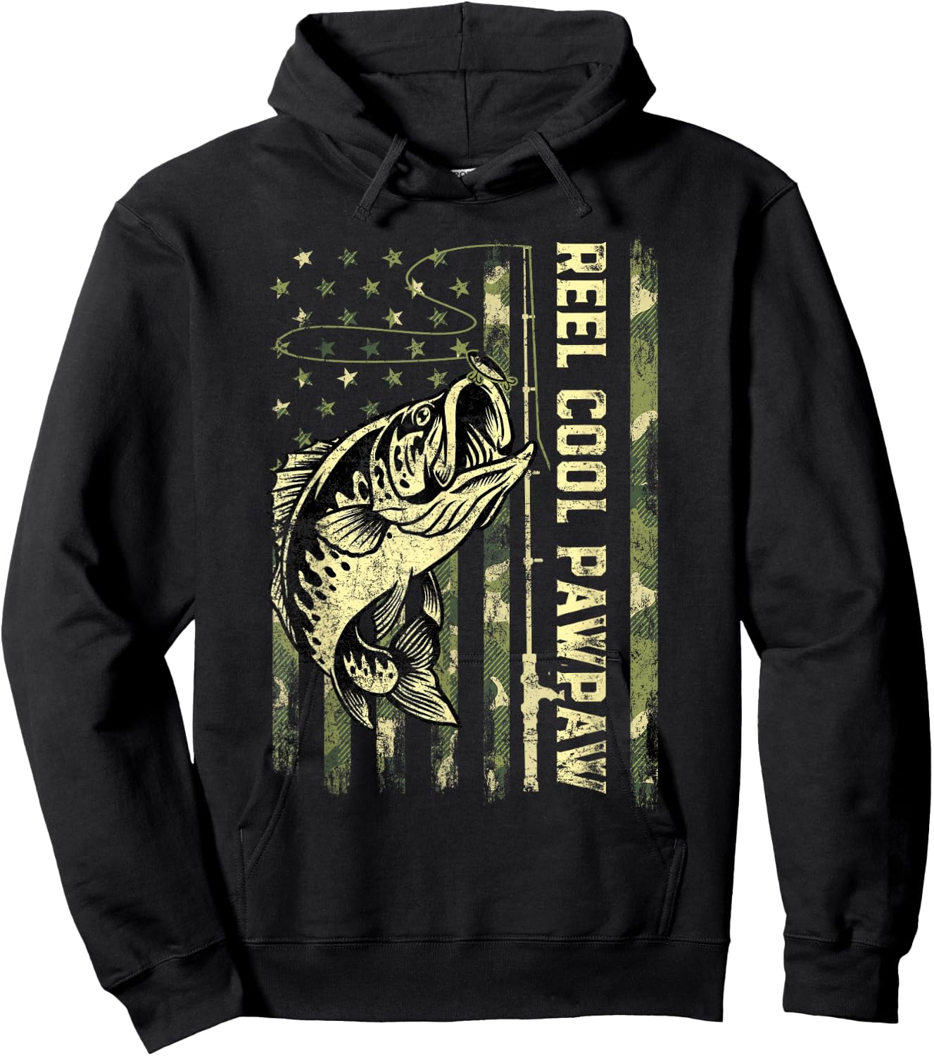 Reel Cool Pawpaw Fisherman Camouflage Father's Day Hoodie - Hoodie | Black