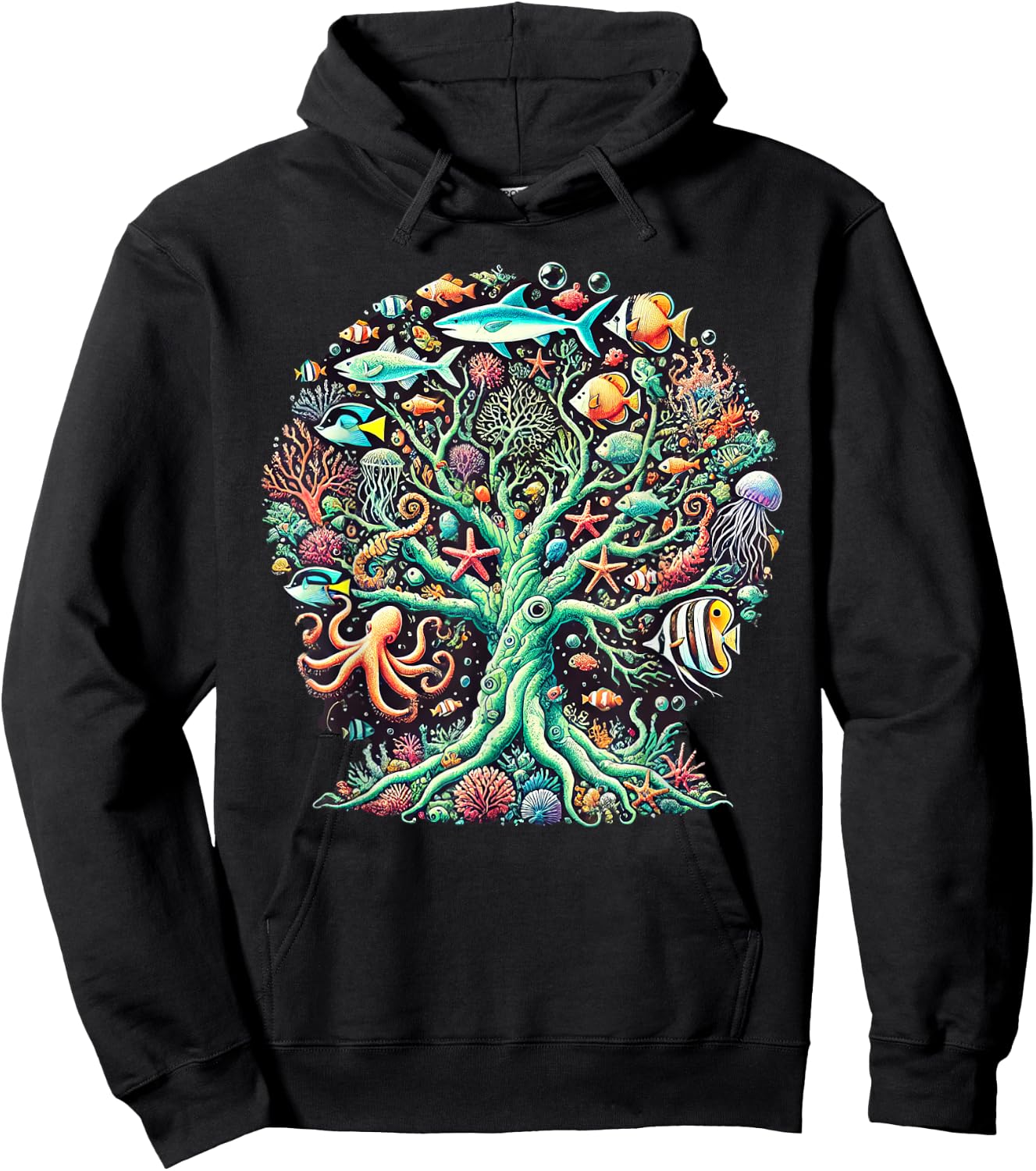 Marine Life Coral Reef Tree Ocean Nature Hoodie - Hoodie | Black