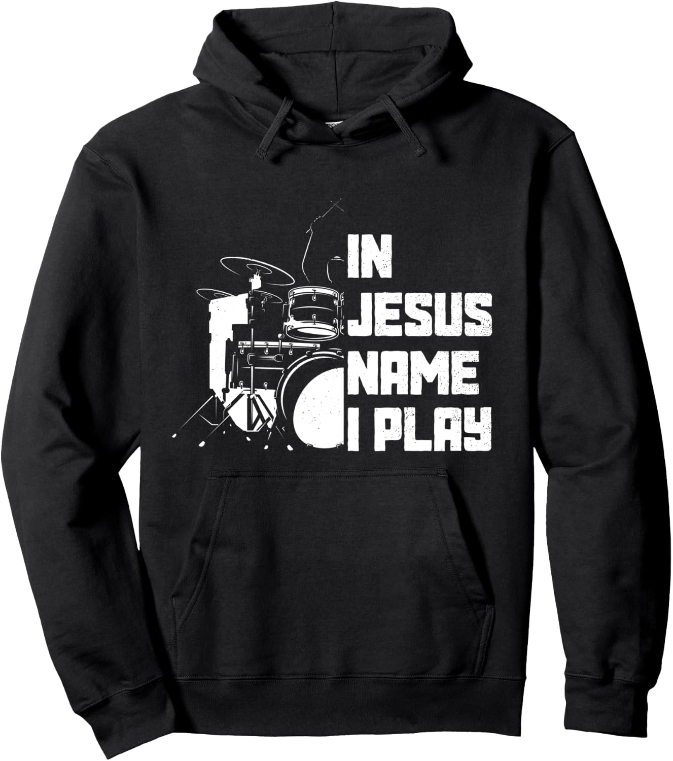 Vintage Drumset Christian Drummer In Jesus Name I Play Drum Hoodie - Hoodie | Black