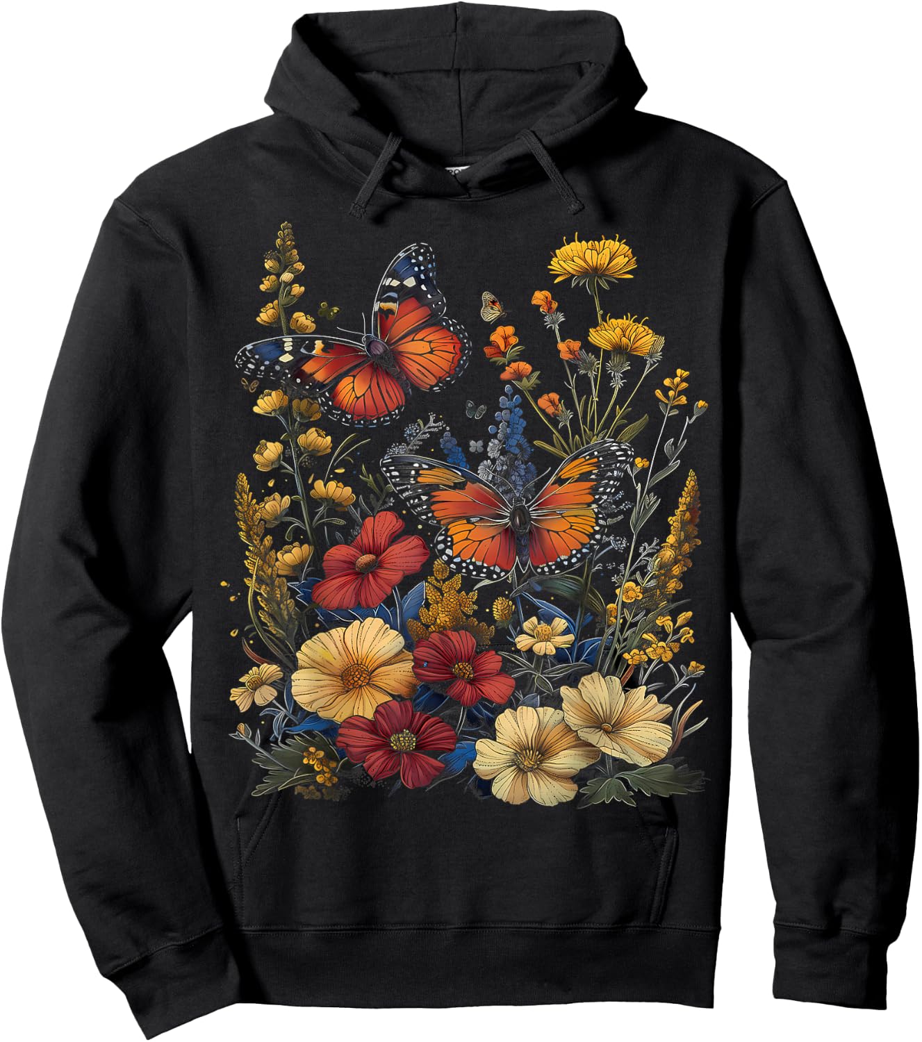 Pollinator Garden Design Wildlife Flowers Native Plants Hoodie - Hoodie | Black