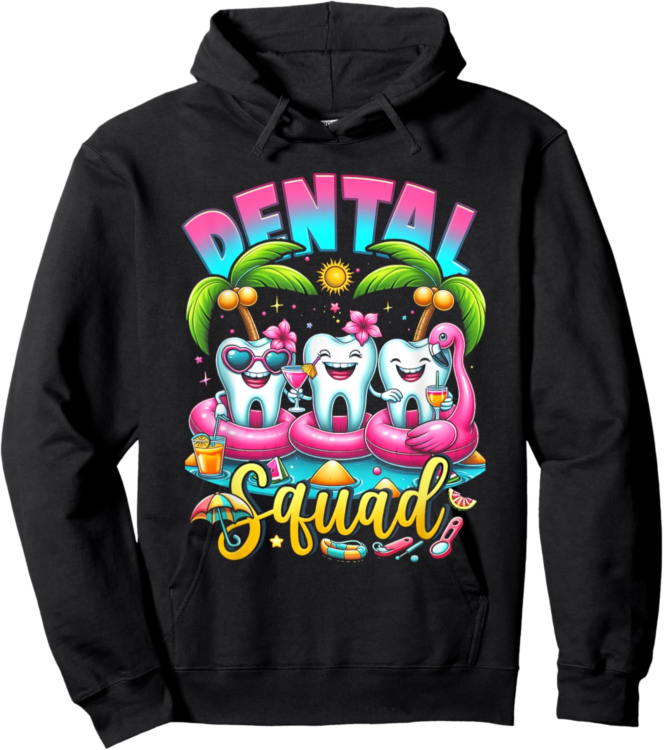 Assistant Dental Hygienist Happy Summer Dental Squad Dentist Women Hoodie - Hoodie | Black