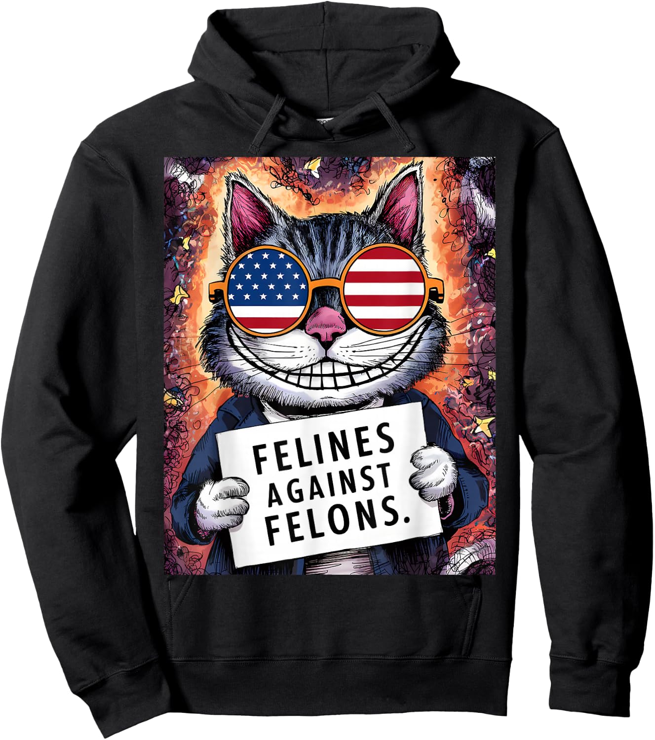 Harris 2024 Felines Against Felons Cat Ladies Harris Waltz Hoodie - Hoodie | Black