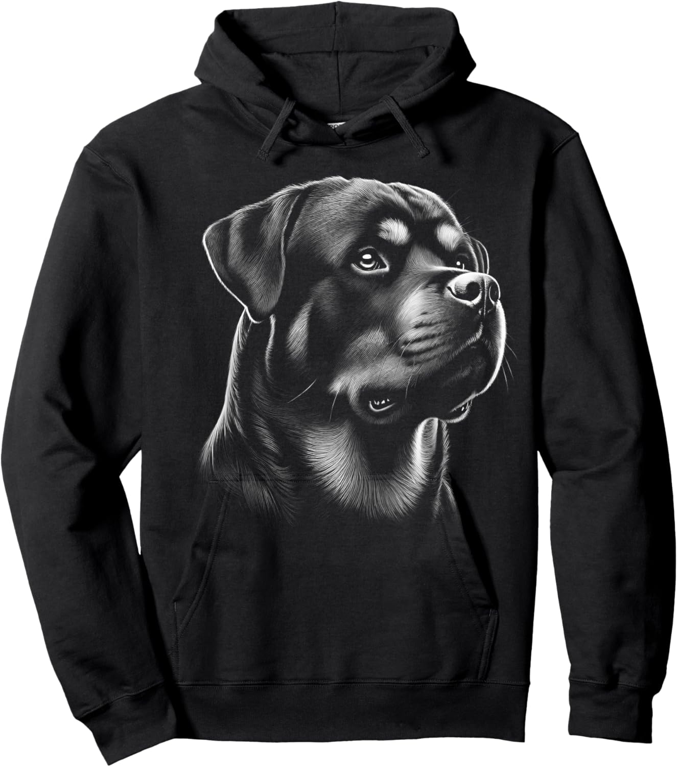 Proud Rottweiler Head in Realistic Drawing Style Hoodie - Hoodie | Black