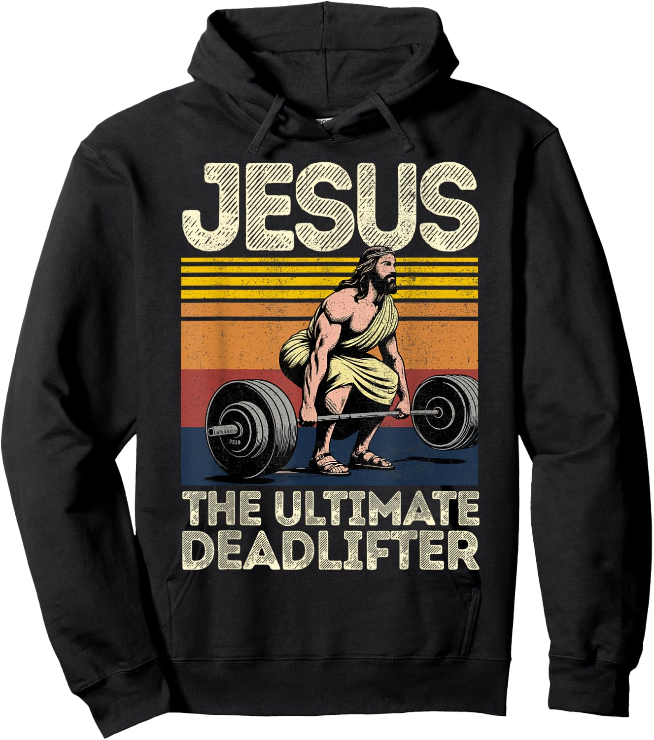 Vintage Jesus The Ultimate Deadlifter Funny Christian Gym Hoodie - Hoodie | Black