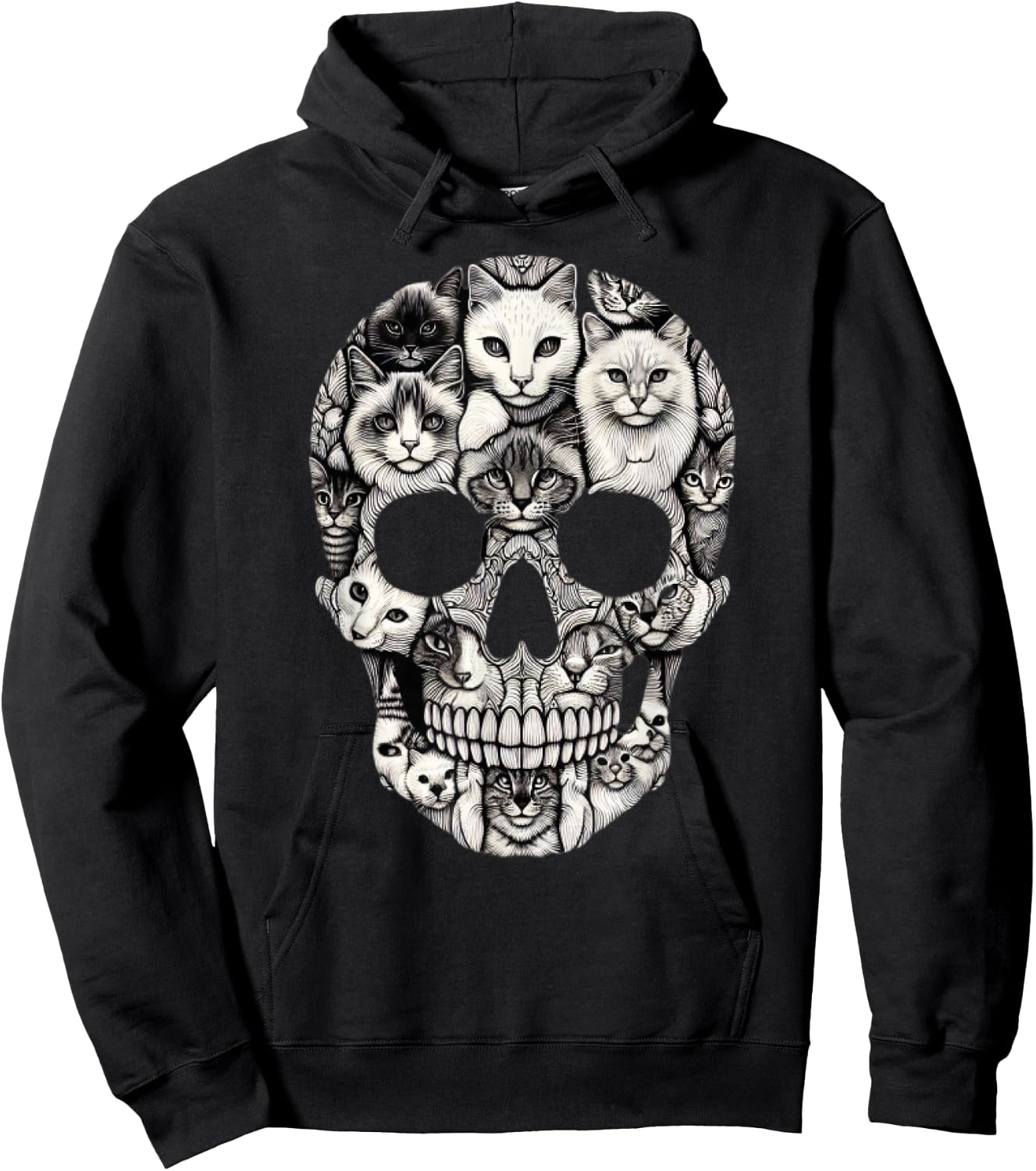 Cat Skull Skeleton Halloween Costume Skull Cat Hoodie - Hoodie | Black