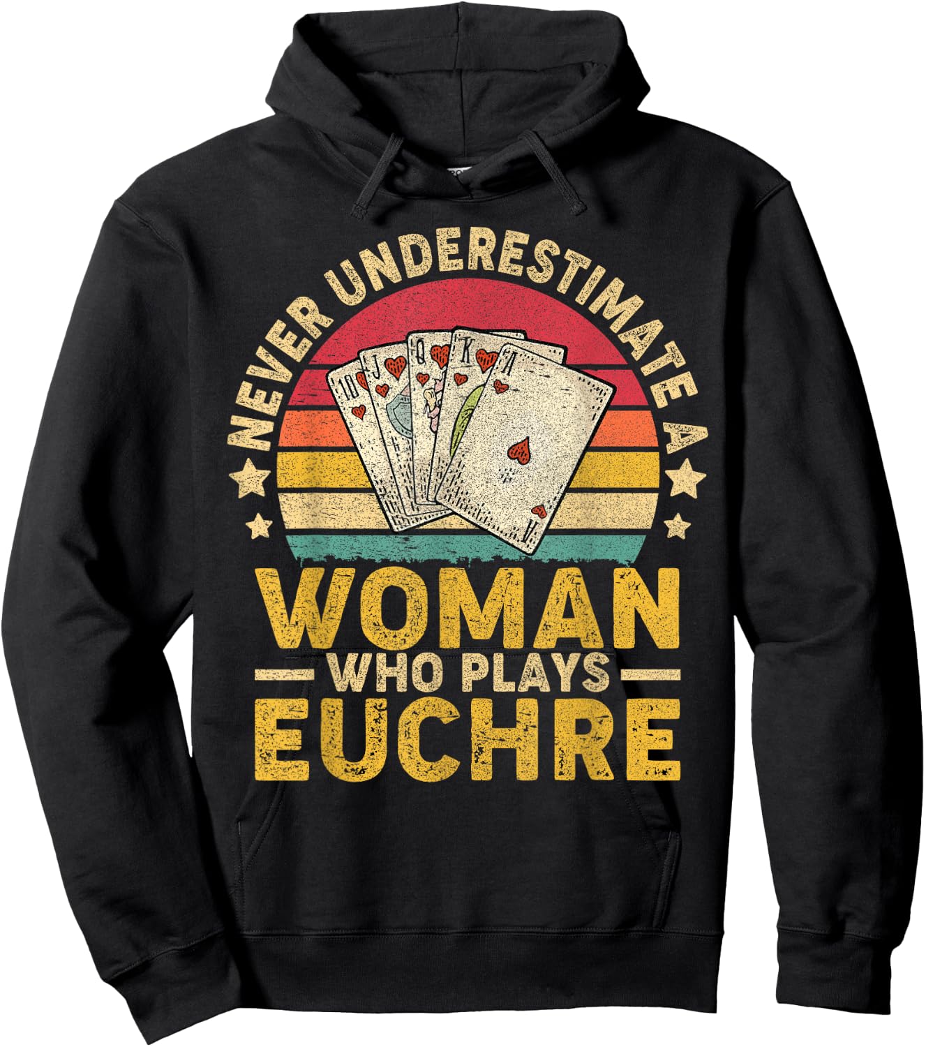 Never Underestimate An Woman Who Plays Euchre Funny Euchre Hoodie - Hoodie | Black
