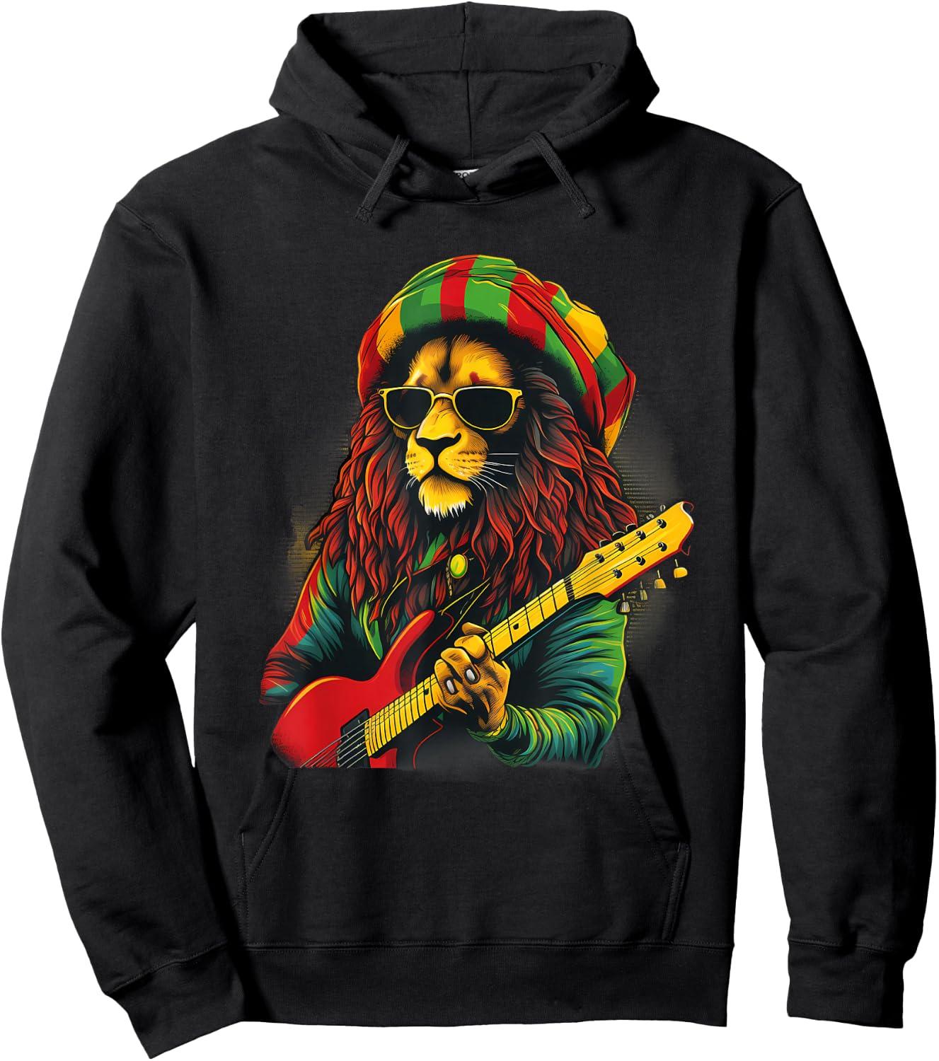 Rasta Reggae Lion Jamaica Rastafarian Roots Lion Of Judah Hoodie - Hoodie | Black