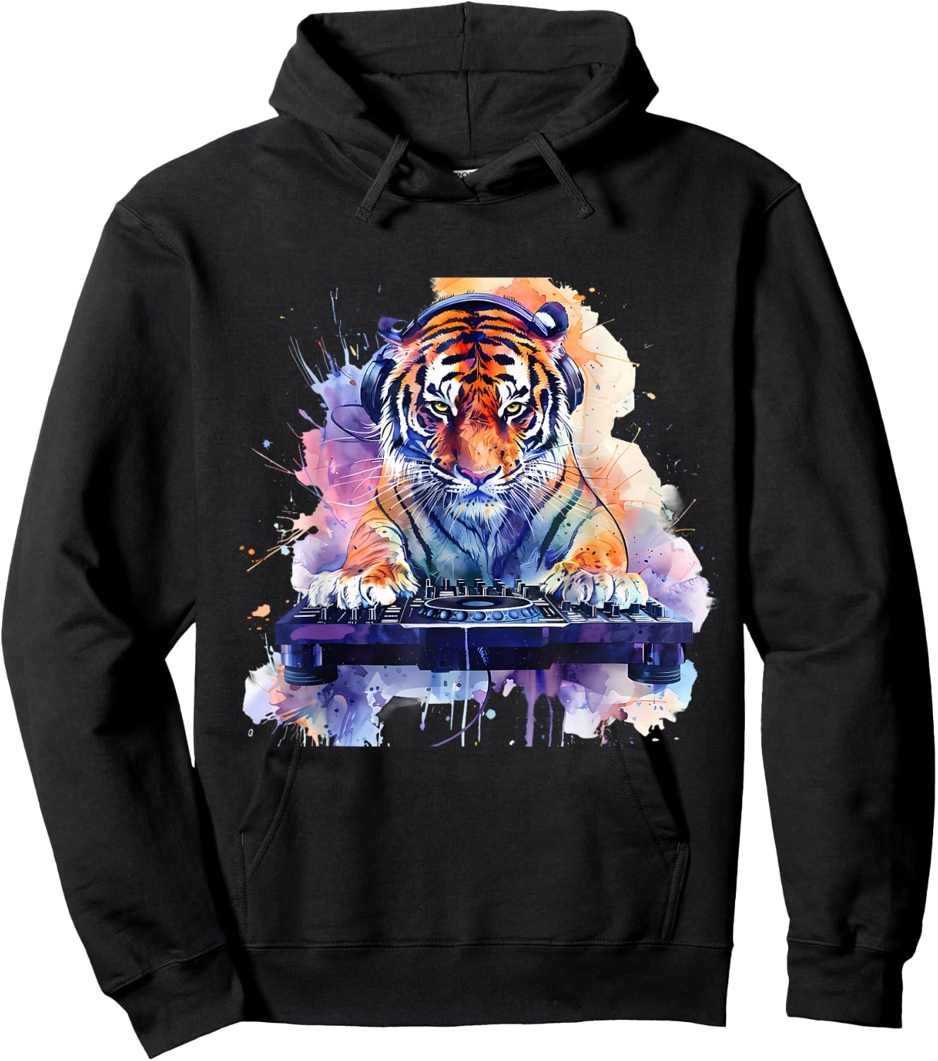 DJ Tiger Turntable DJ Tiger Dance Music Dance Club House Hoodie - Hoodie | Black