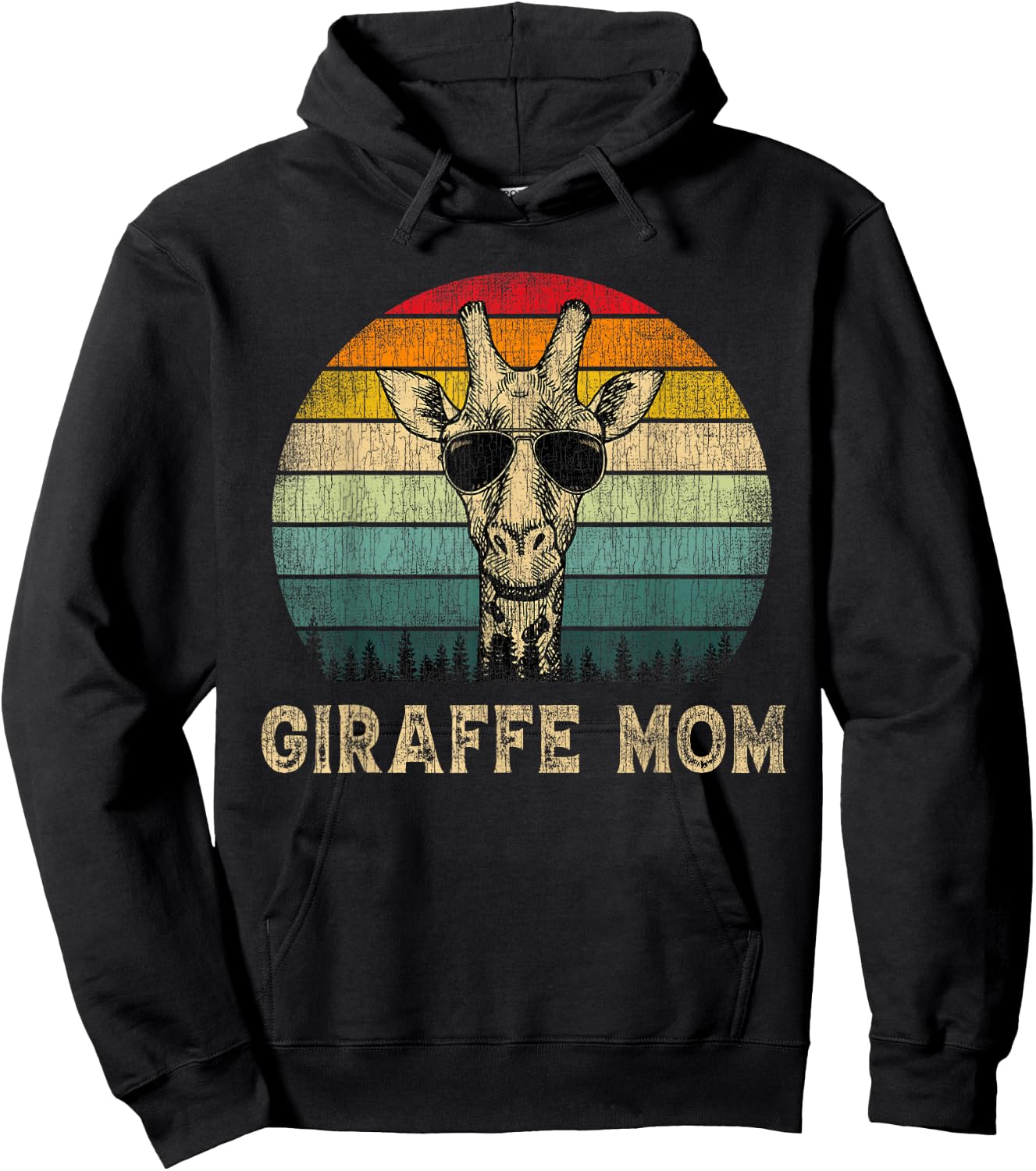 Vintage Giraffe Mom Giraffe Lovers Mommy Mother's Day Hoodie - Hoodie | Black