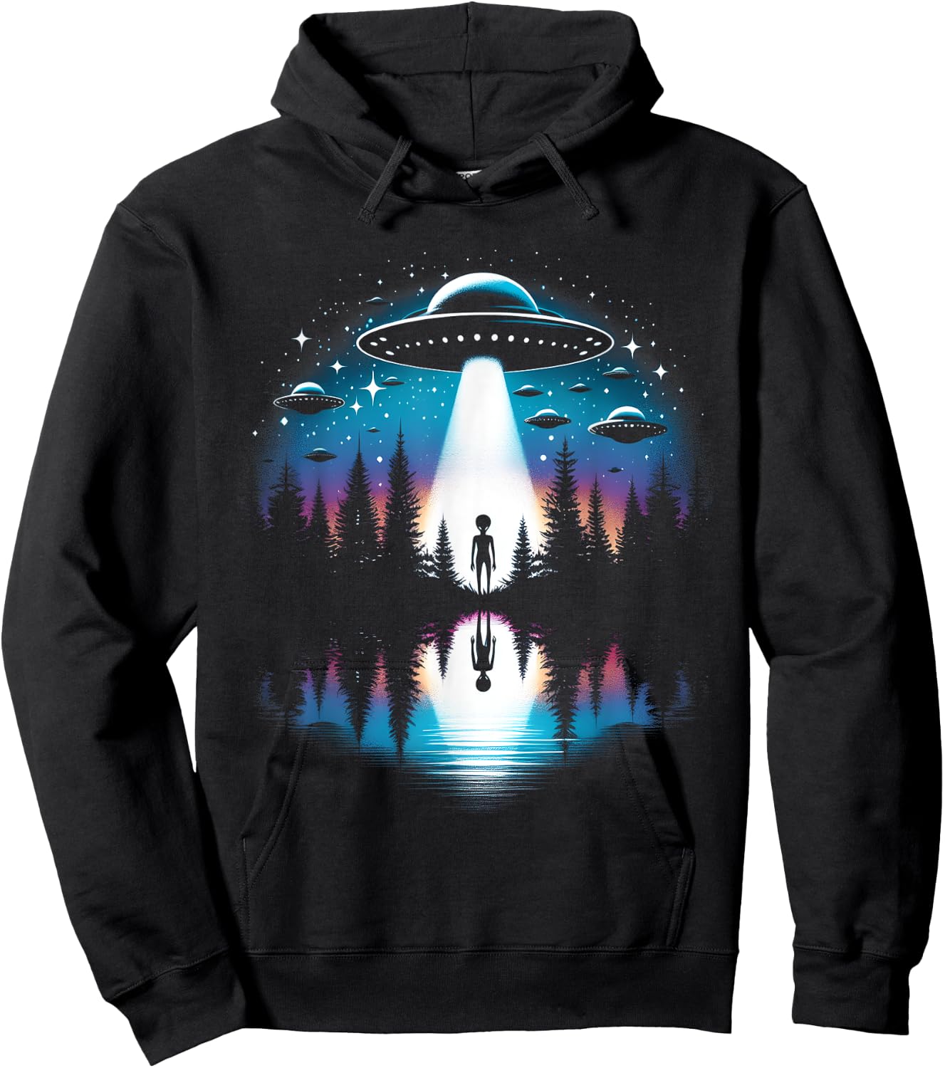 UFO Abduction Aliens Lover Extraterrestrial UFO Day Lover Hoodie - Hoodie | Black