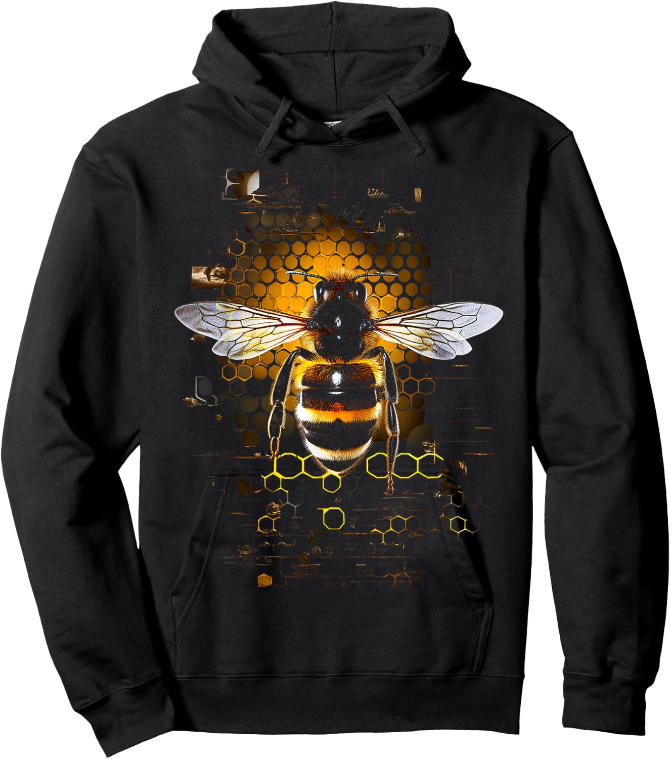 Bee Animal Motif Artwork Bee Hoodie - Hoodie | Black
