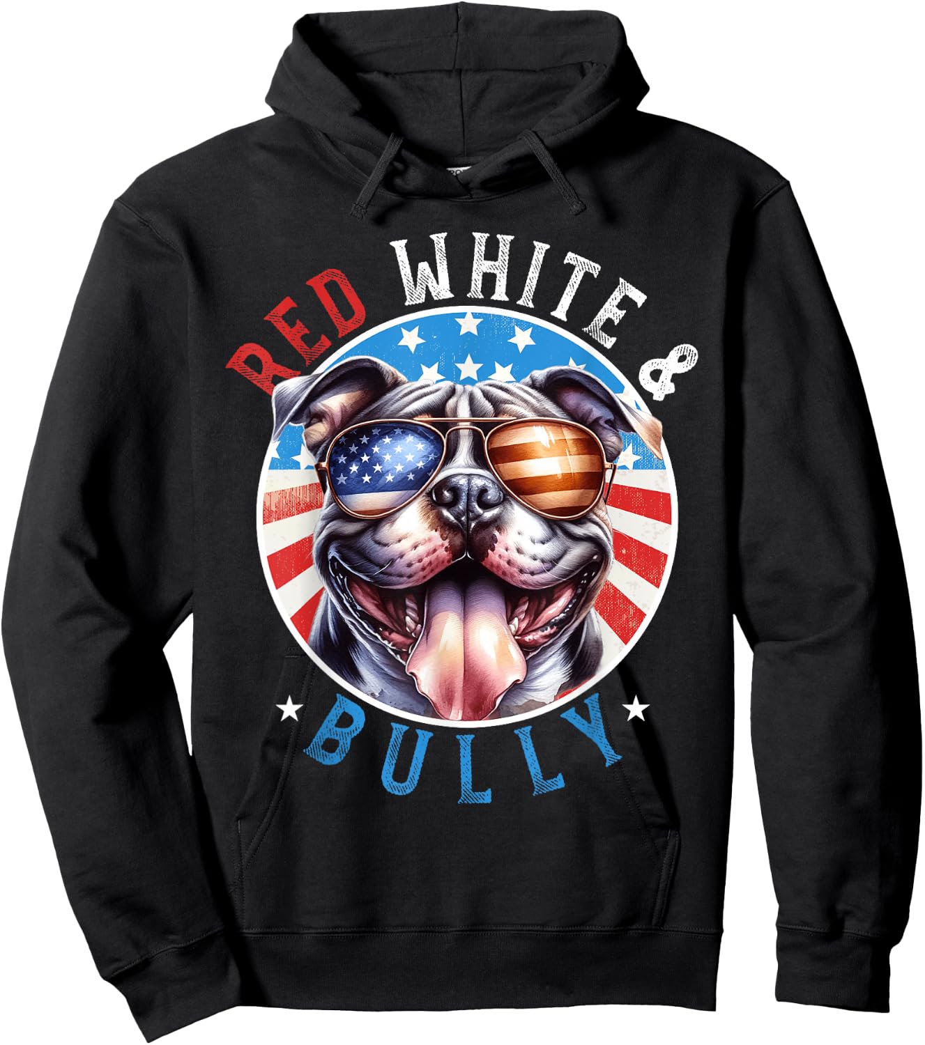 American Bully Dog 4th of July Red White and Bully Lovers Hoodie - Hoodie | Black