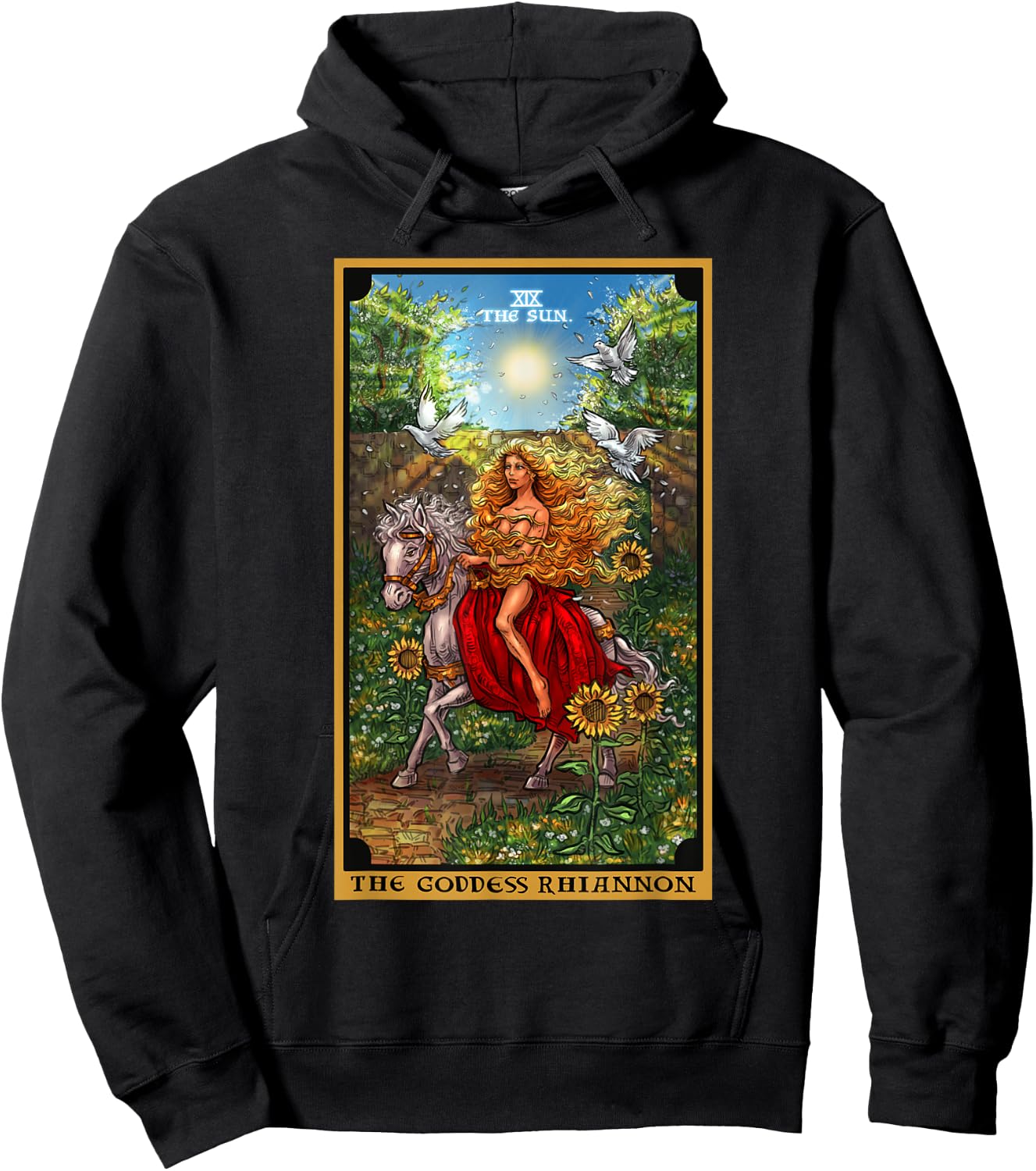 The Goddess Rhiannon The Sun Tarot Card Celtic Pagan Witch Hoodie - Hoodie | Black