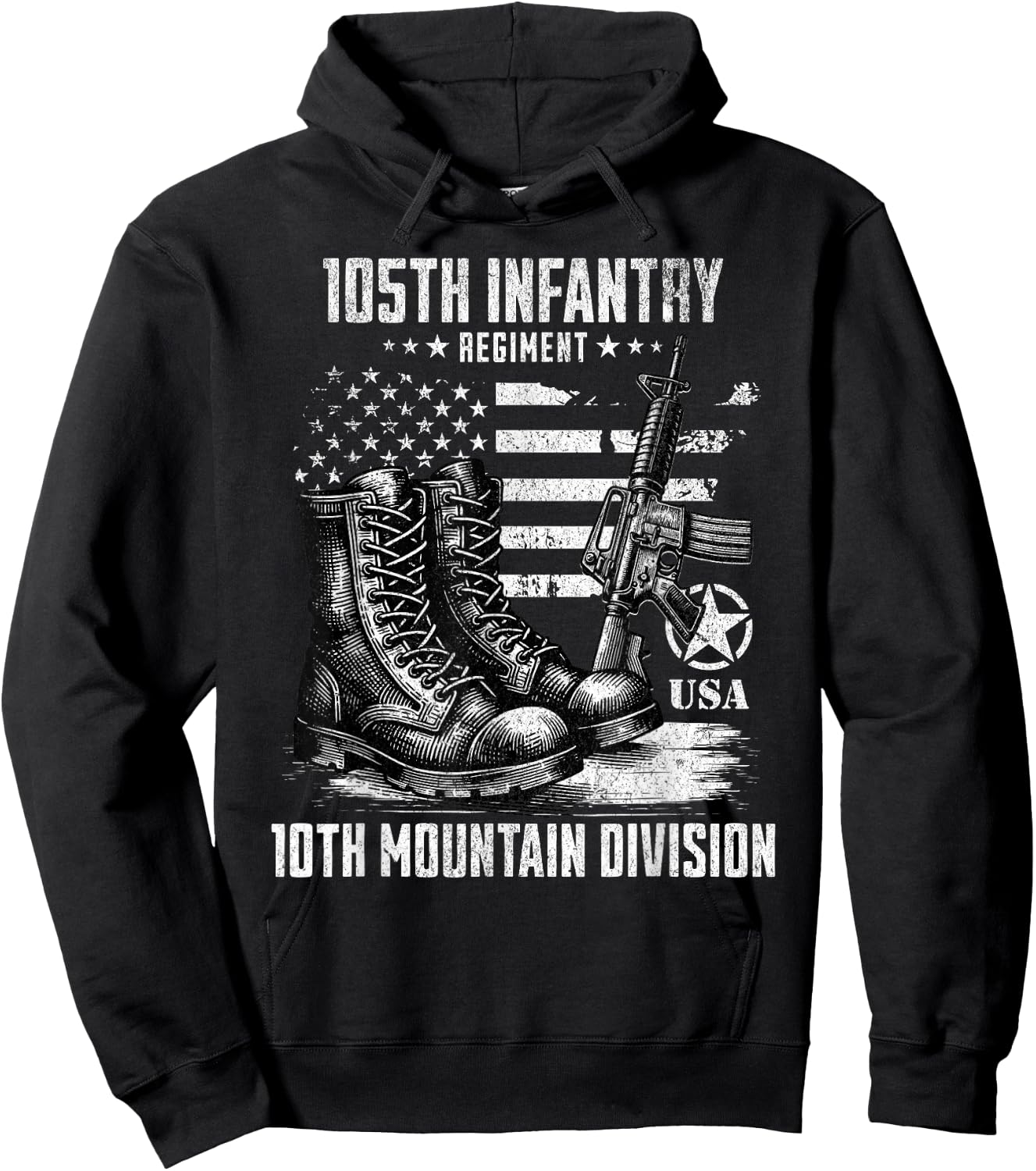 105th Infantry Regiment 10th Mountain Division Veteran Hoodie - Hoodie | Black