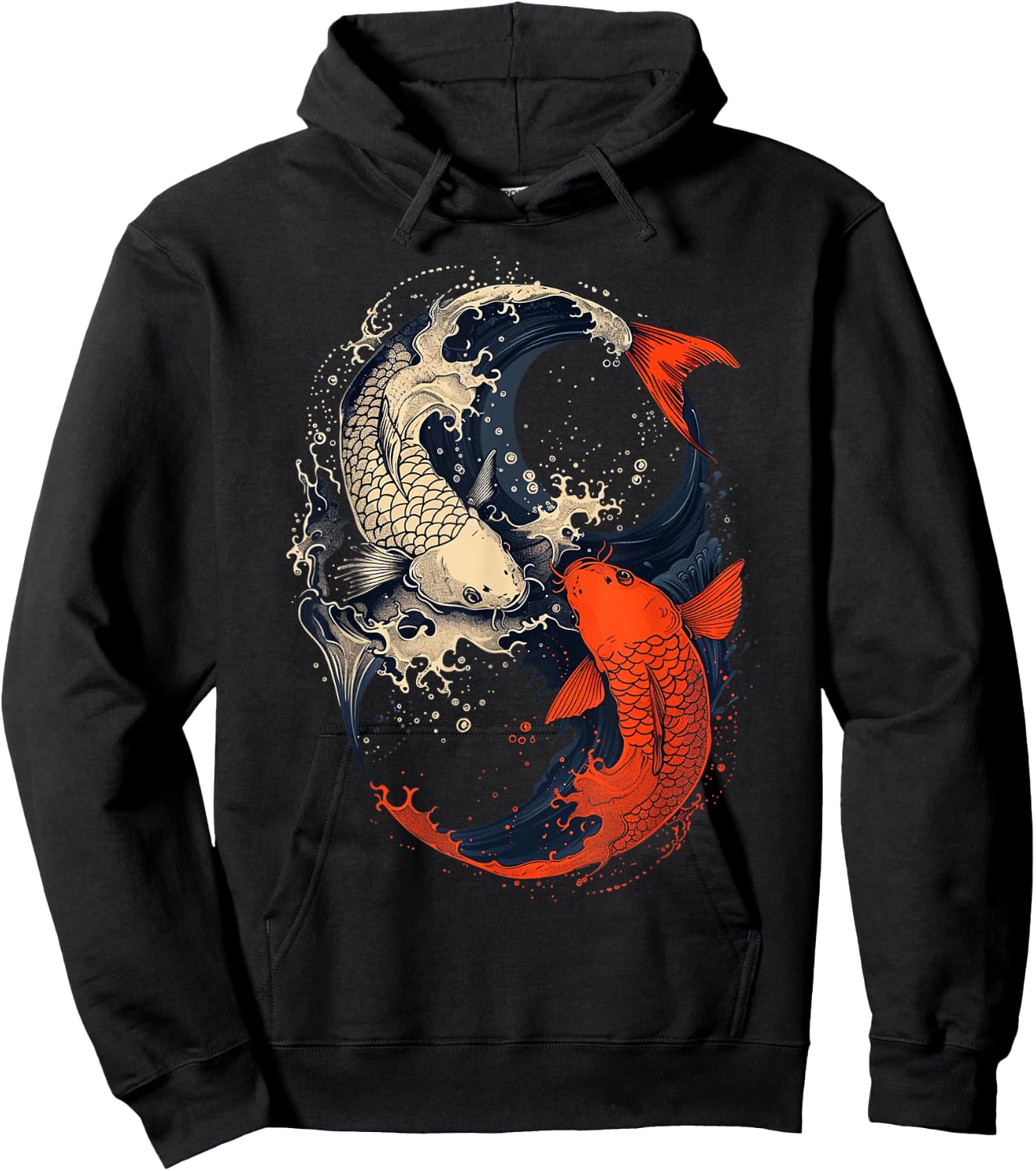 Anime Japanese Koi Fish Yin Yang Art , Small, Black Hoodie - Hoodie | Black