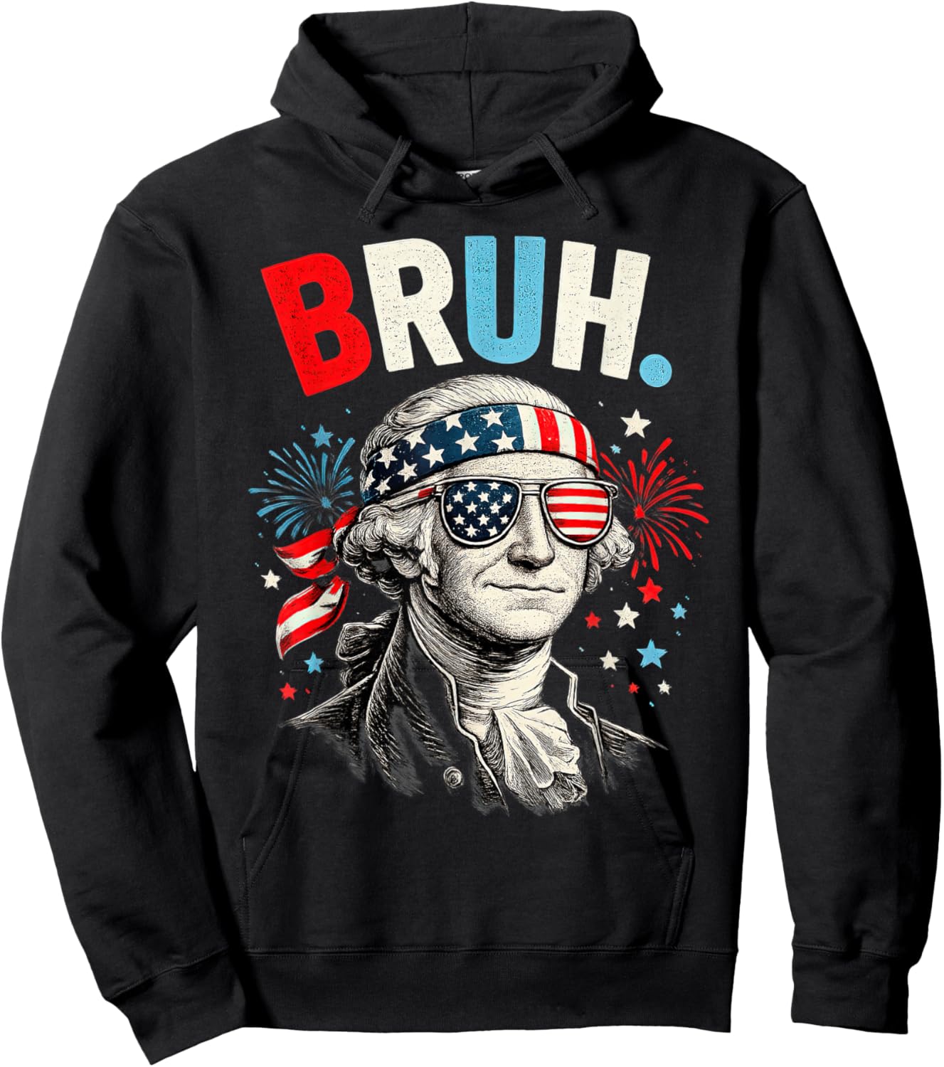 4th of July 2026 George Washington Bruh Hoodie - Hoodie | Black