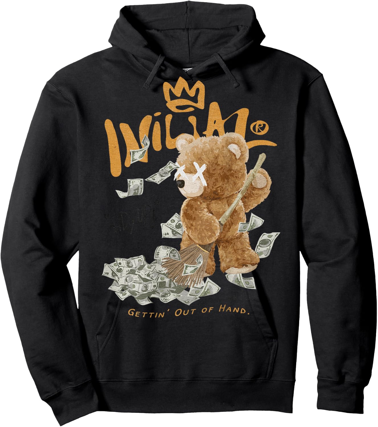 Back Print Aesthetic Streetwear Fashion Women Men Teddy Bear Hoodie - Hoodie | Black