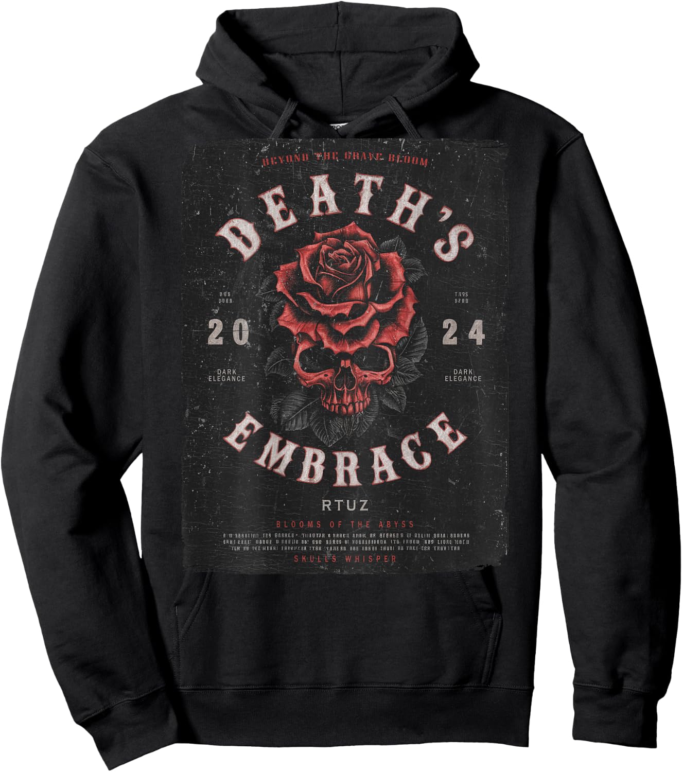 Urban Hip Hop Vintage Hipster Y2K Back Print Streetwear Rose Hoodie - Hoodie | Black
