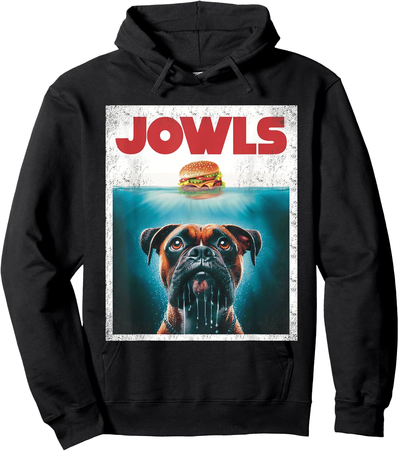 Funny Boxer Brown Brindle Jowls Burger, Wigglebutt Dog Mom Men Women Girls Kids Hoodie - Hoodie | Black