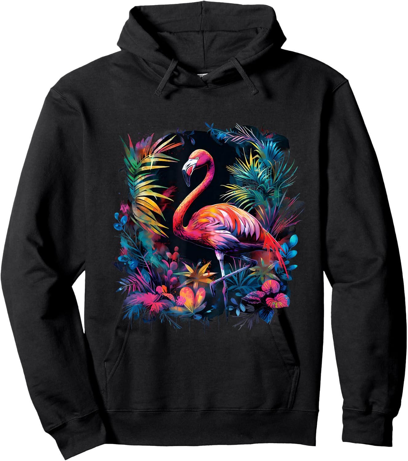 Flamingo Colourful Artwork Nature Flamingo Lover Wildlife Hoodie - Hoodie | Black