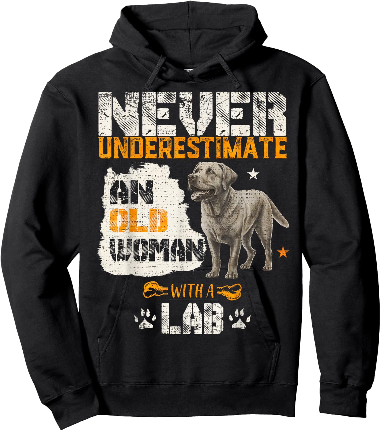 Never Underestimate An Old Woman With A Labrador, Lab Lover Hoodie - Hoodie | Black