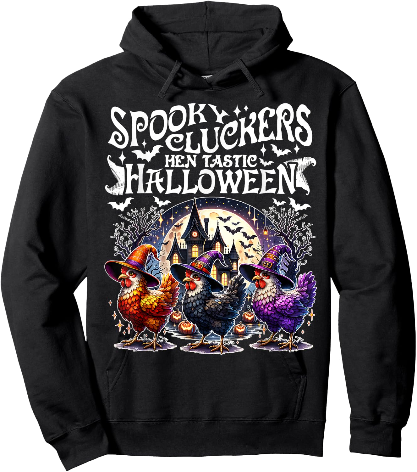 Spooky Cluckers Hen-tastic Halloween Chicken Costume Funny Hoodie - Hoodie | Black