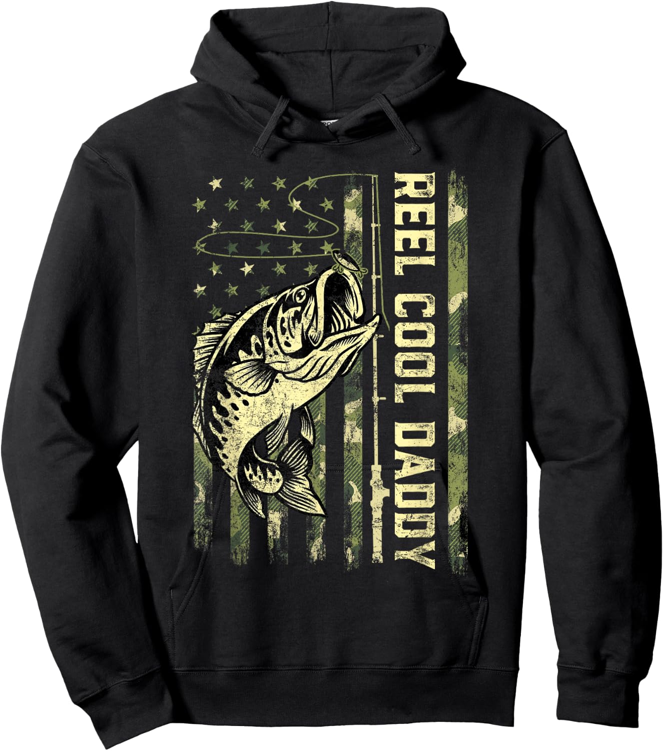 Reel Cool Daddy Fisherman Camouflage Father's Day Hoodie - Hoodie | Black