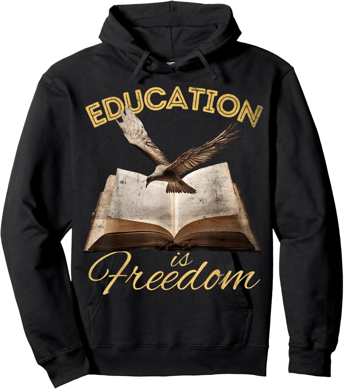 Education Is Freedom Bird Book Lover History Teacher Hoodie - Hoodie | Black