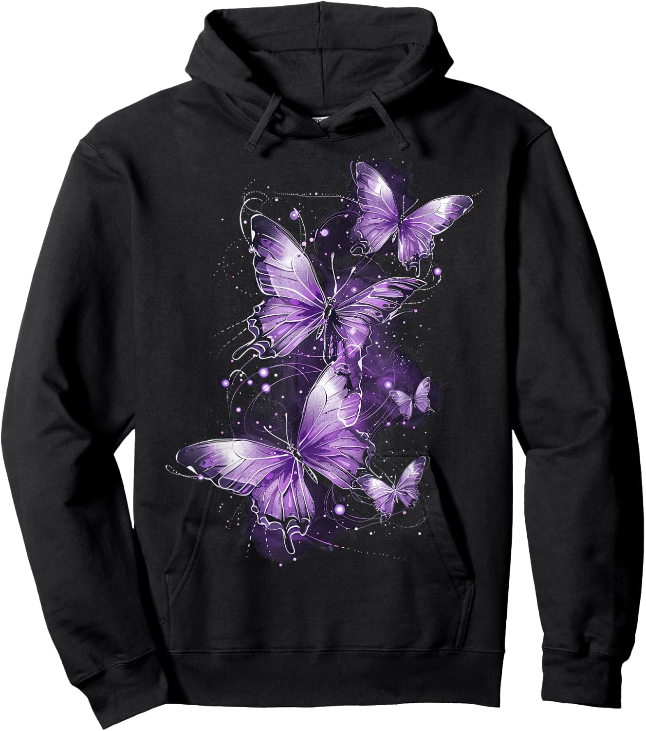 Butterfly Aesthetic Pink and Lila Butterflies Nature Hoodie - Hoodie | Black