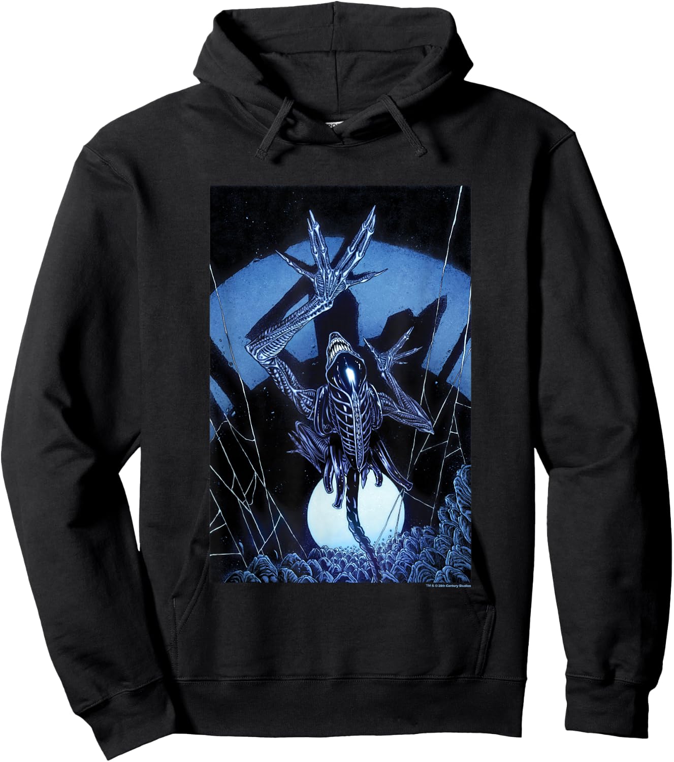 Aliens Iconic Dangerous Xenomorph Web Eggs Big Chest Poster Hoodie - Hoodie | Black