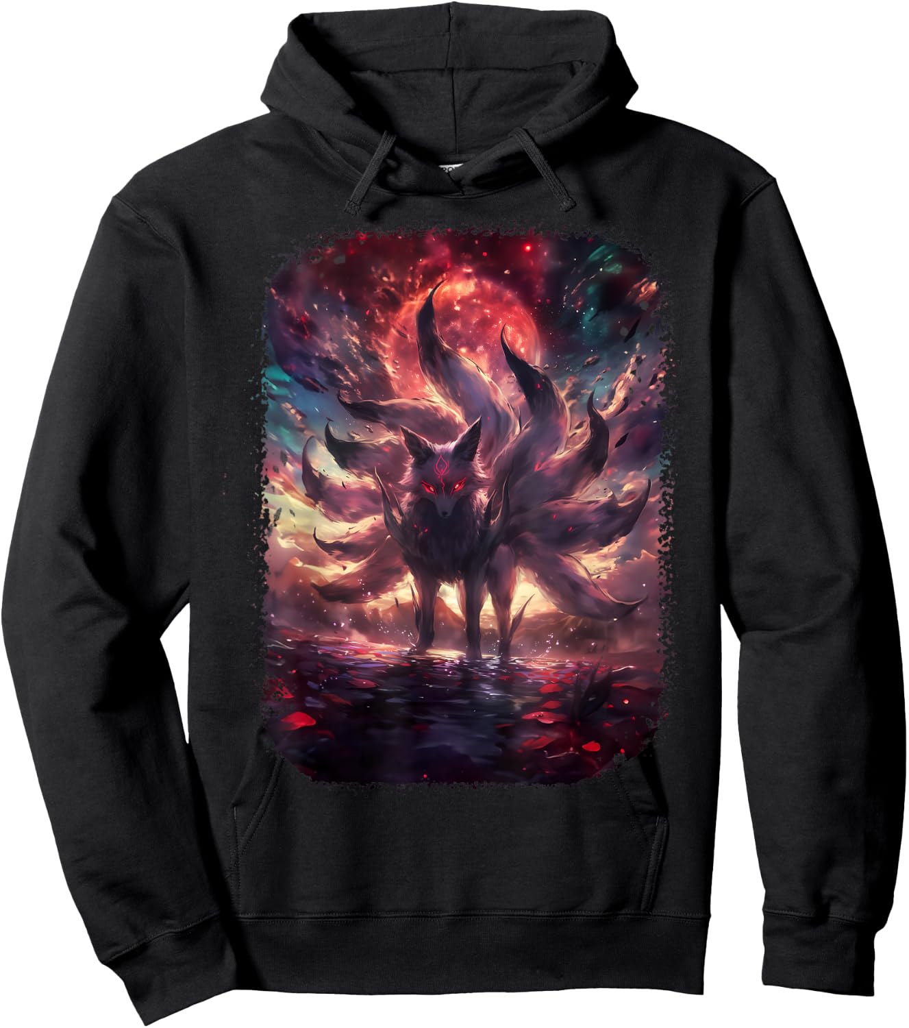 Anime Kitsune Nine-Tailed Fox Manga Otaku Style Hoodie - Hoodie | Black