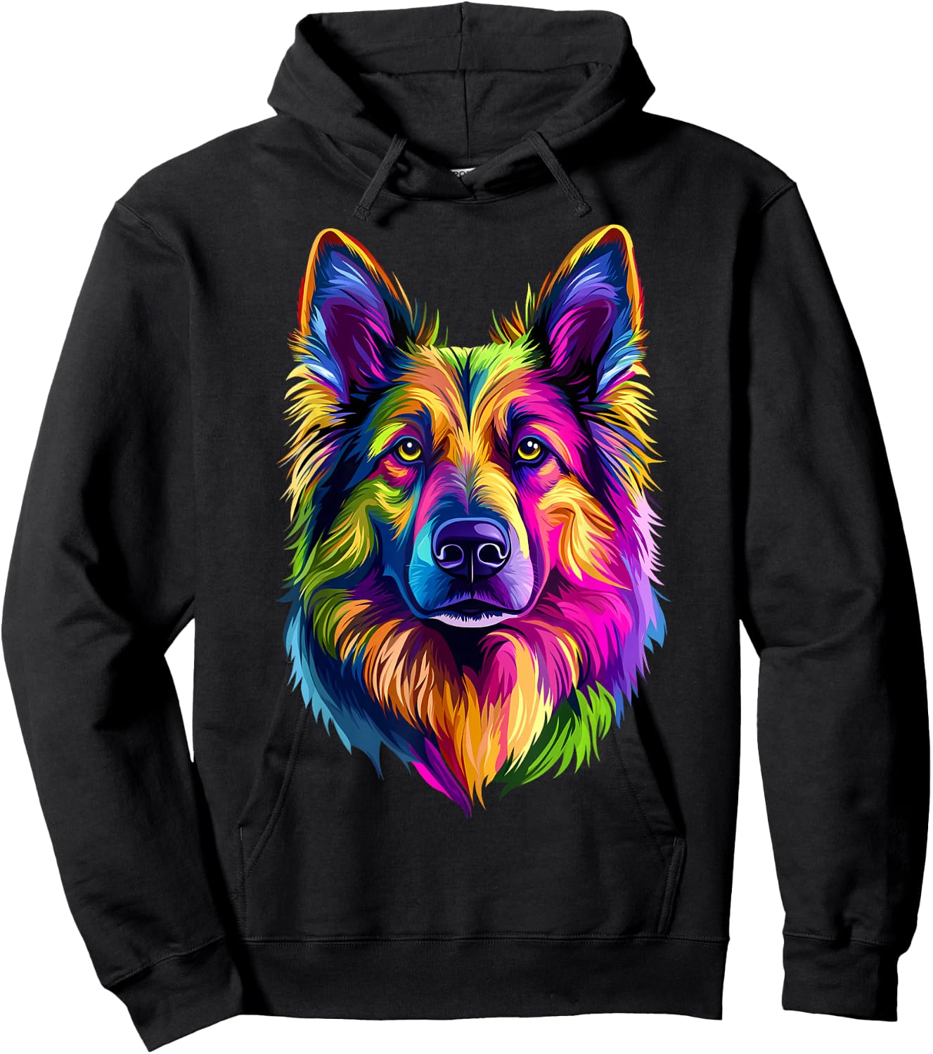Colorful German Shepherd Face Cute GSD Lover Men Women Black Hoodie - Hoodie | Black