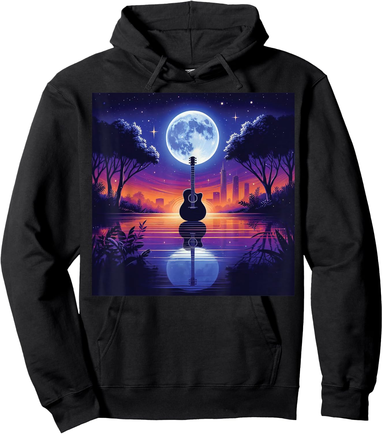 Guitar Lake Shadow Love Guitar Musician Hoodie - Hoodie | Black