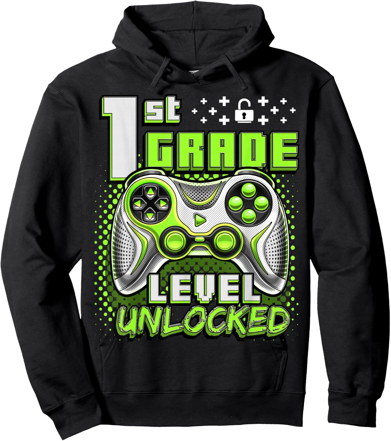 Back to School 1st Grade Boys Gamer First Day School Level Hoodie - Hoodie | Black