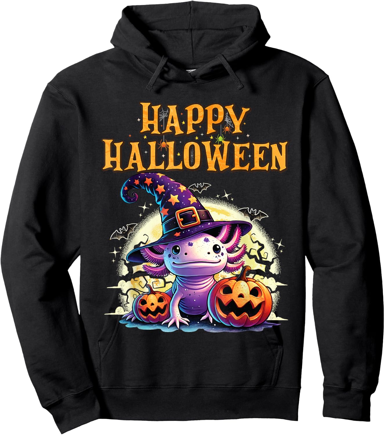 Sea Animal lovers Axolotl Witch Hat celebrating Halloween Hoodie - Hoodie | Black