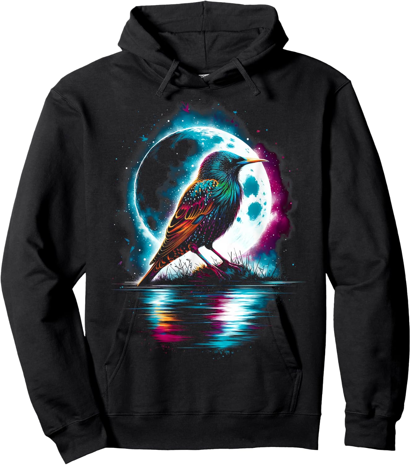 Colorful Starling Bird Spirit Animal Cool Illustration Hoodie - Hoodie | Black