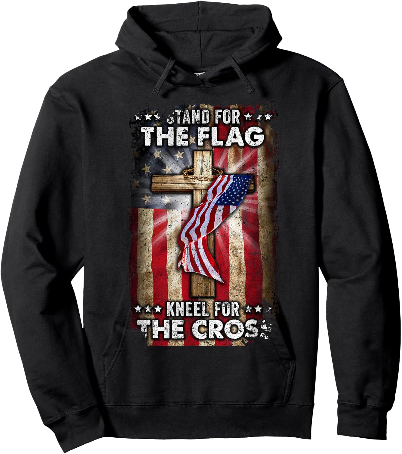 USA Flag Religious Quote 4th of July Christian Faith Hoodie - Hoodie | Black