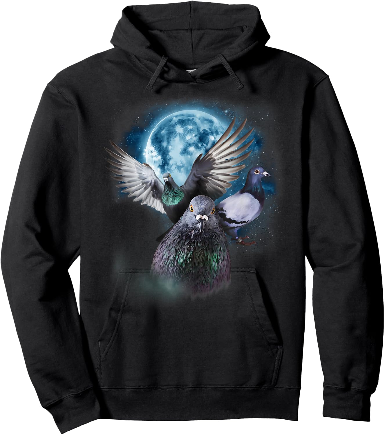 Funny Pigeon Shirt - Funny Pigeons Howling at the Moon Hoodie - Hoodie | Black