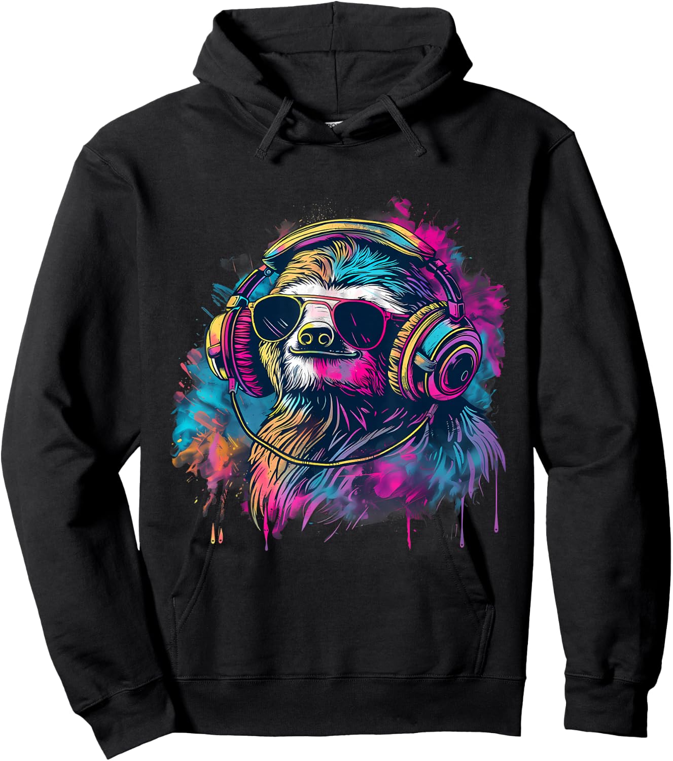 Sloth Music DJ Music Headphones Beatmaker House Music EDM Hoodie - Hoodie | Black