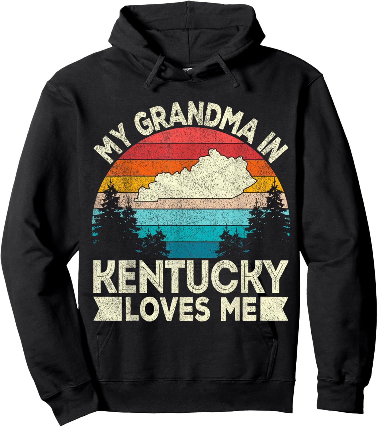 My Grandma In Kentucky Loves Me Retro Kentucky Grandma Hoodie - Hoodie | Black