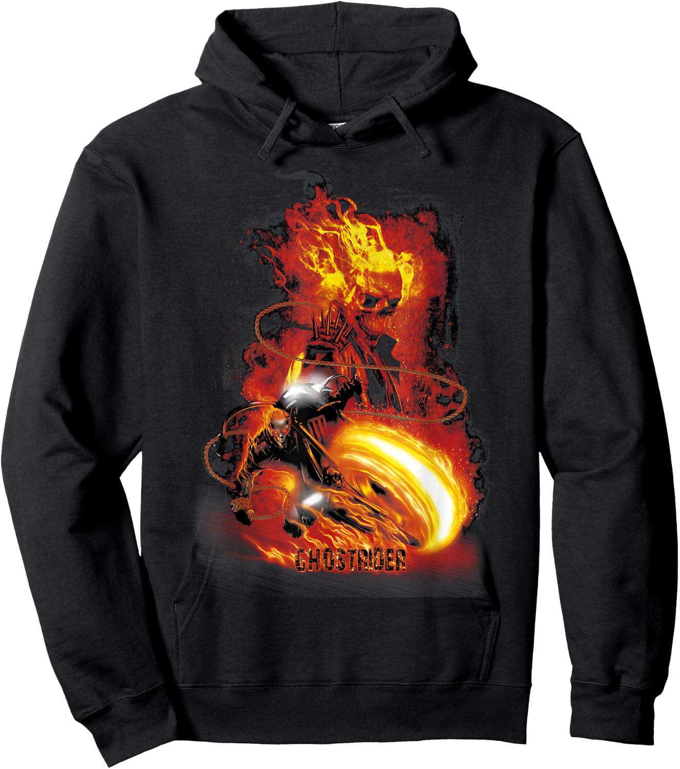 Marvel Ghost Rider Fire & Fury Motorcycle Flames Hoodie - Hoodie | Black