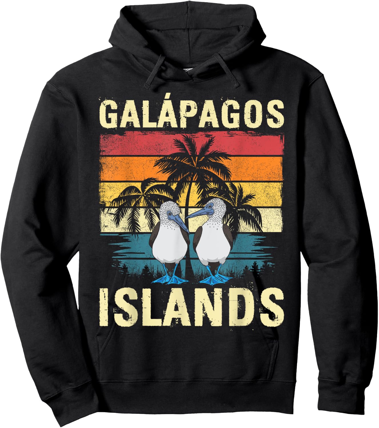 Vintage Blue-footed Booby Galapagos Islands Hoodie - Hoodie | Black
