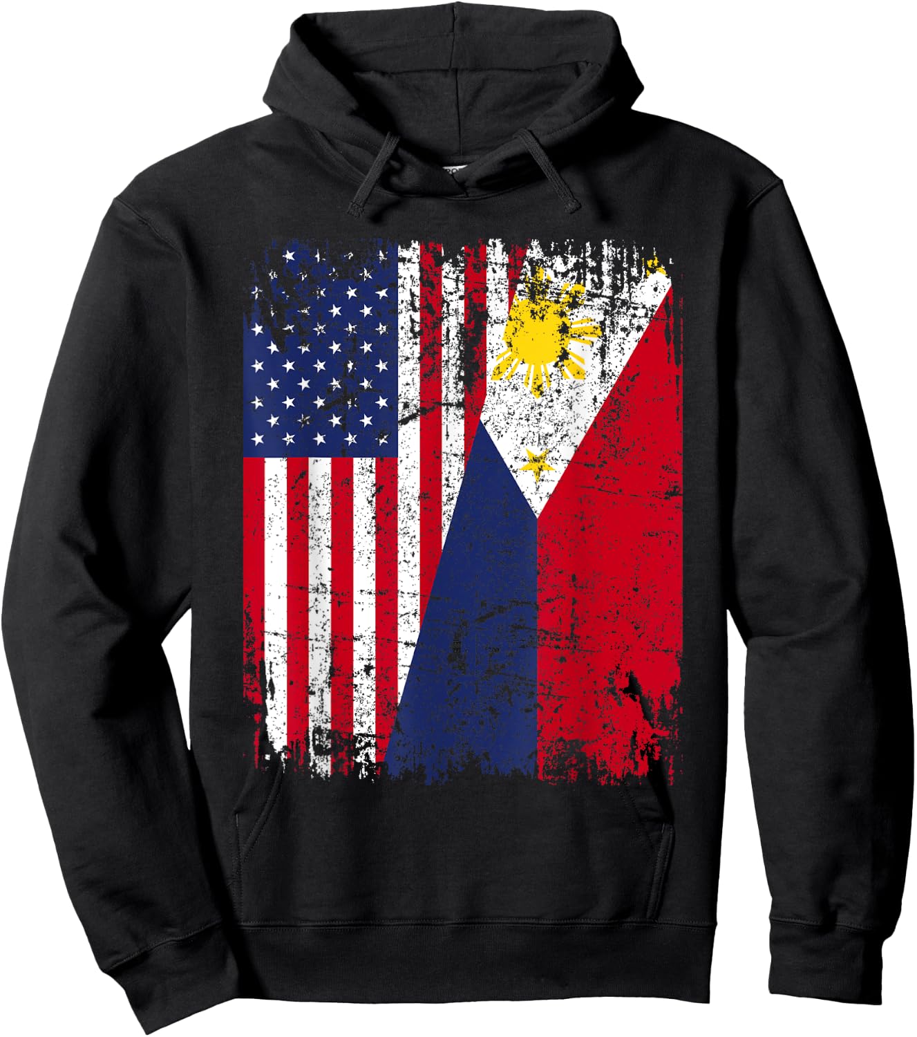 FILIPINO American Flag | Men Women Kids USA PHILIPPINES FLAG Hoodie - Hoodie | Black