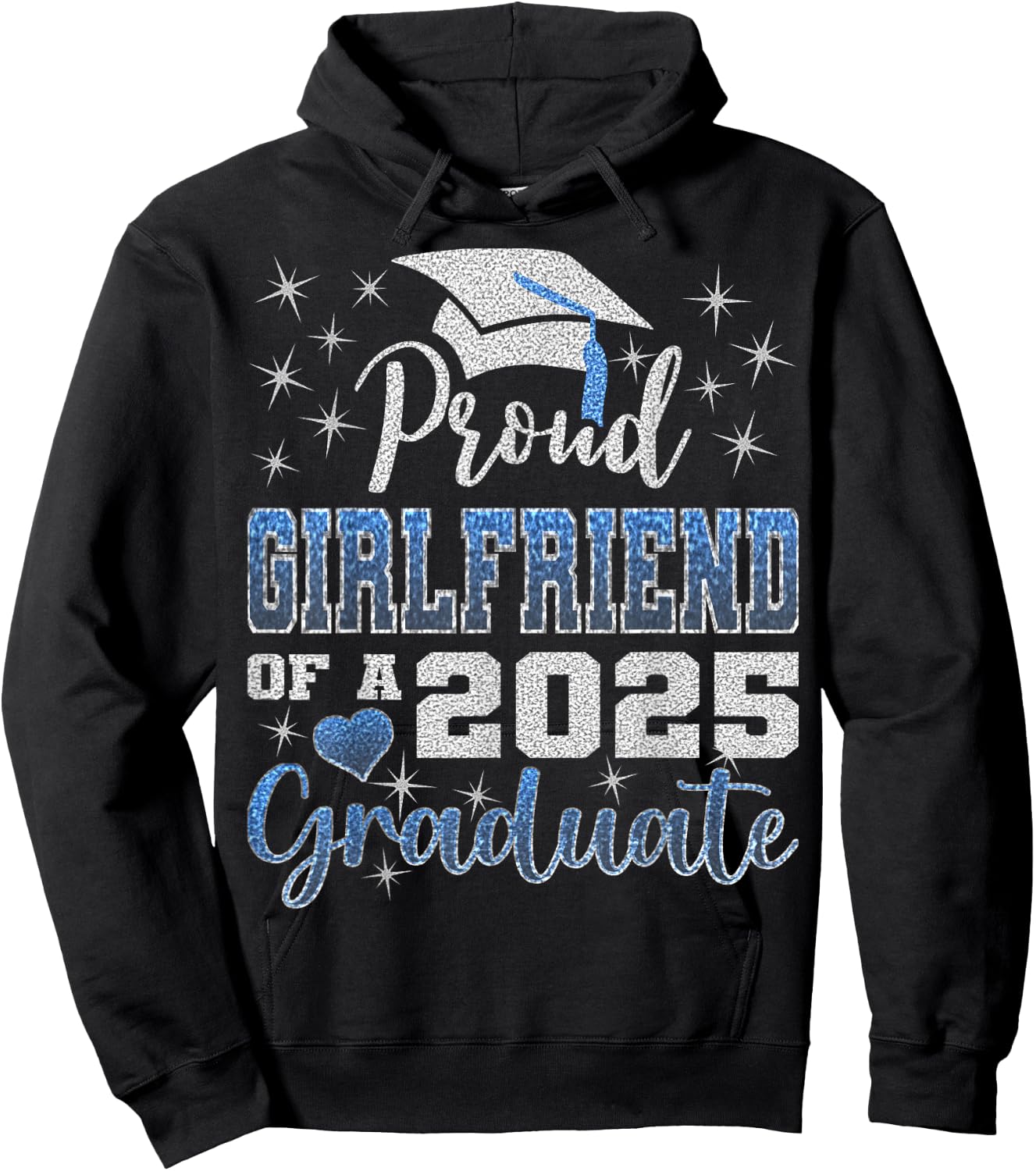 Super Proud Girlfriend 2025 Graduate Awesome Family College Hoodie - Hoodie | Black