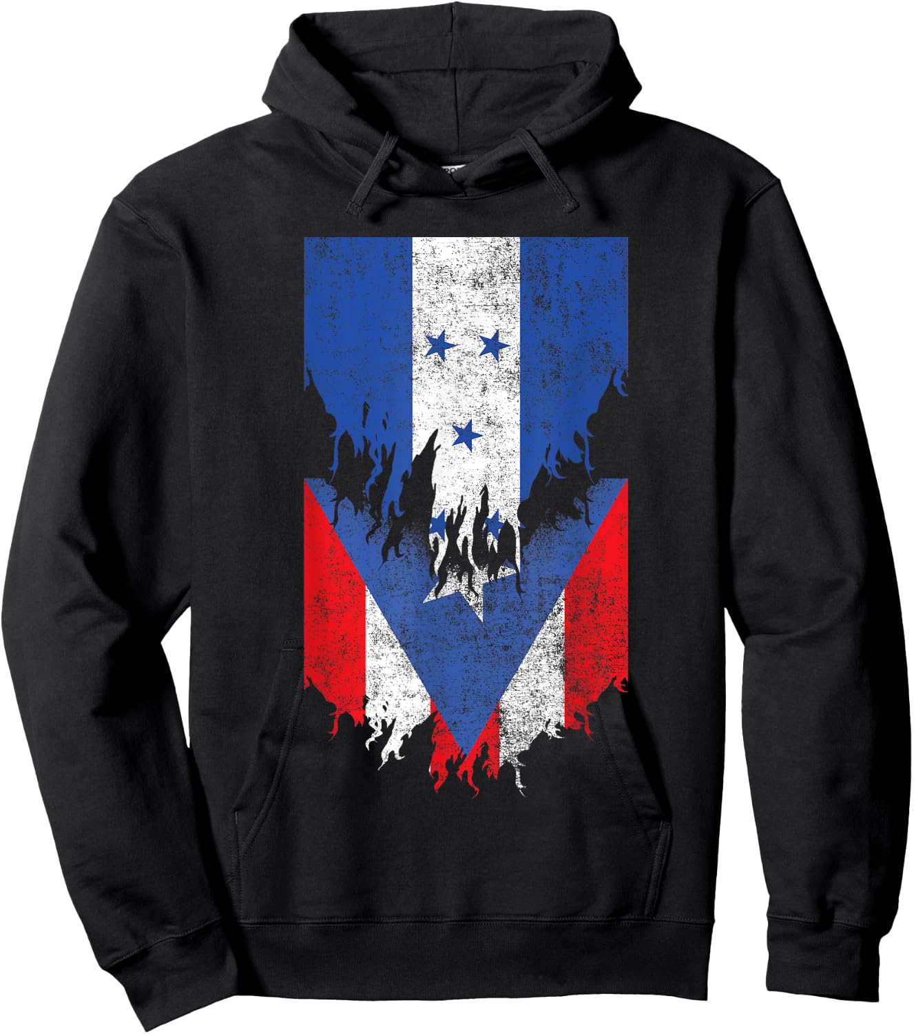 Honduran Puerto Rican Flags Ripped Torn Honduras Puerto Rico Hoodie - Hoodie | Black