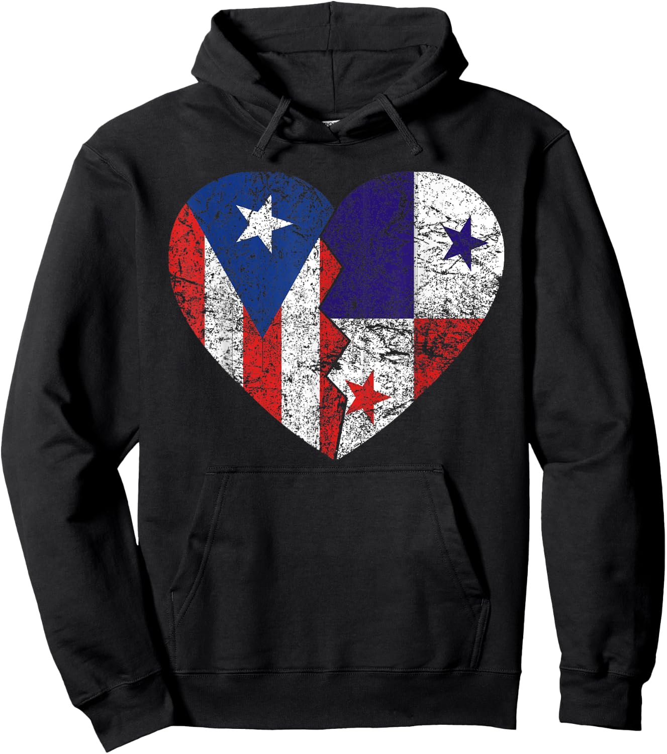 Panamanian Puerto Rican Flags Heart | Puerto Rico Panama Hoodie - Hoodie | Black