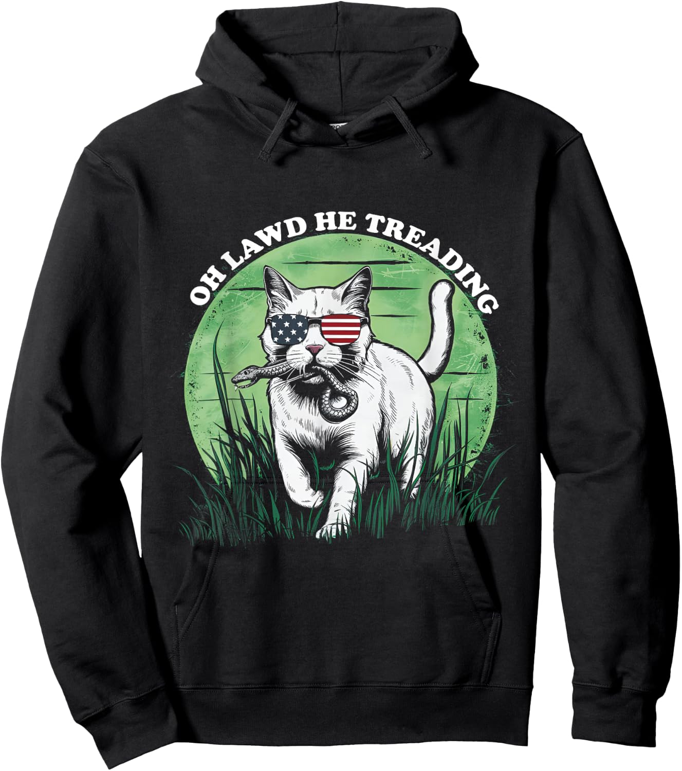 Oh Lawd He Treading Cat Childless Cat Lady For Kamala Hoodie - Hoodie | Black