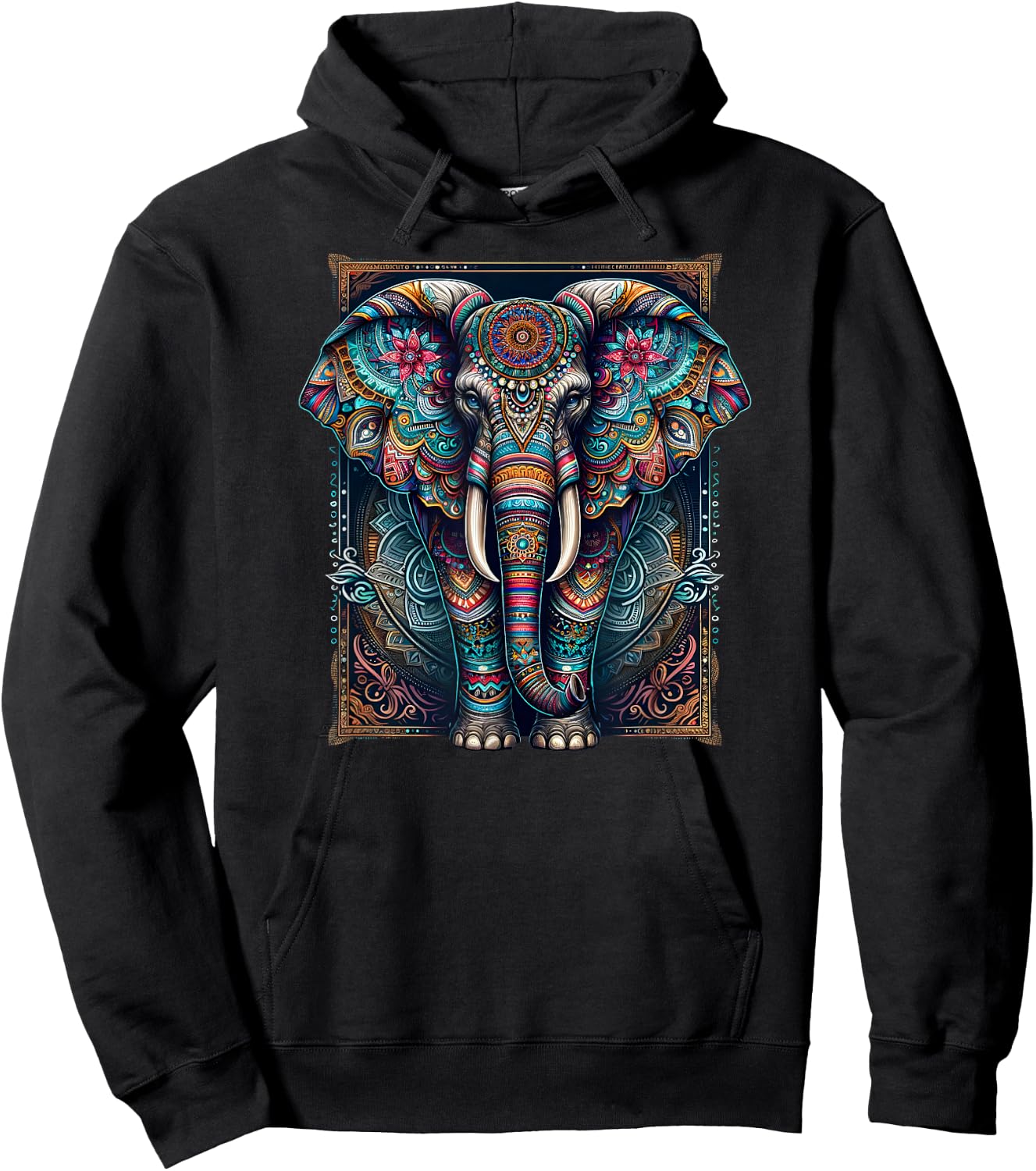 Mandala Elephant Wisdom Indian Elephant Zen Yoga Mindfulness Hoodie - Hoodie | Black
