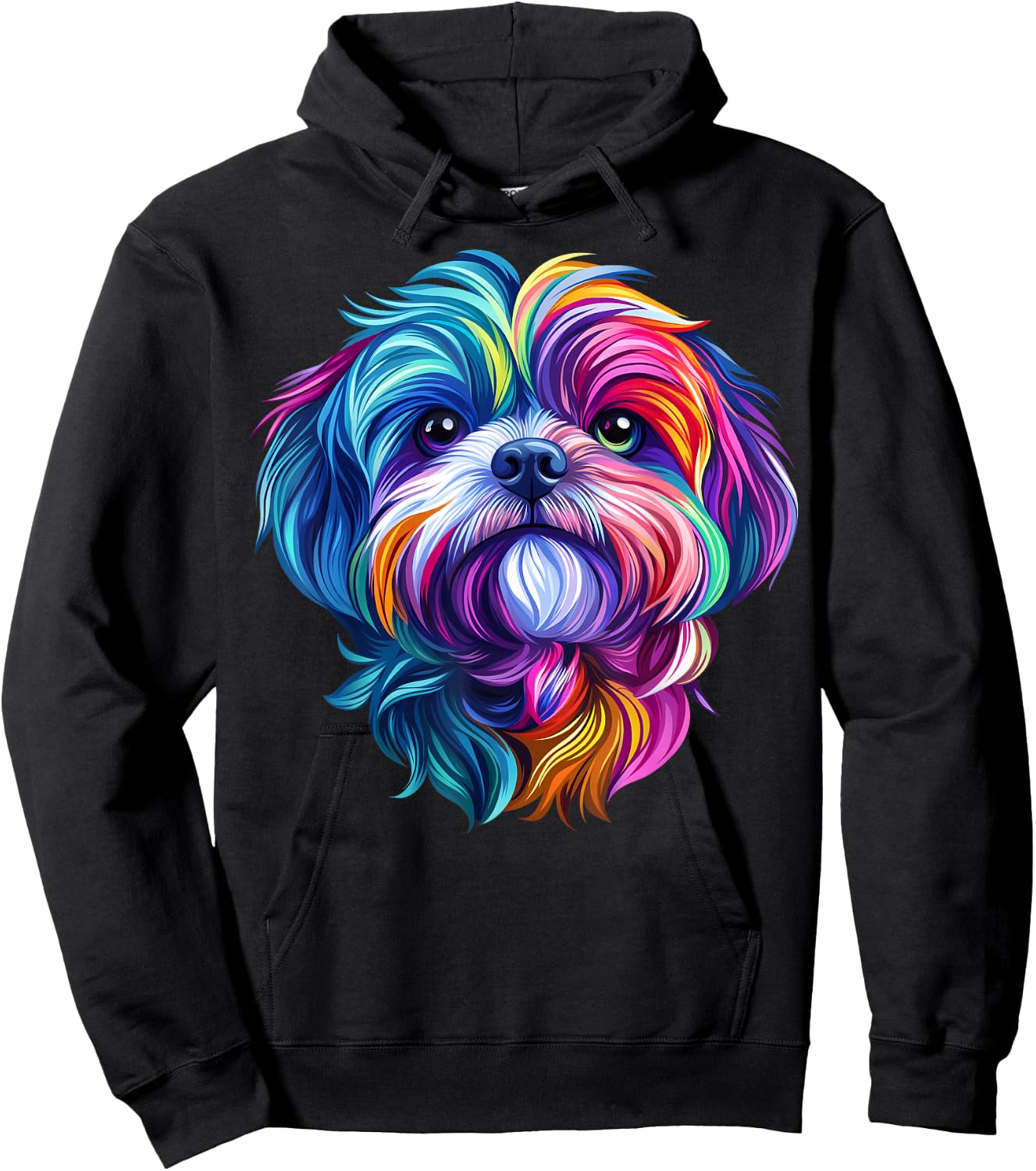 Colorful Shih Tzu Face Cute Puppy Dog Lover Men Women Black Hoodie - Hoodie | Black