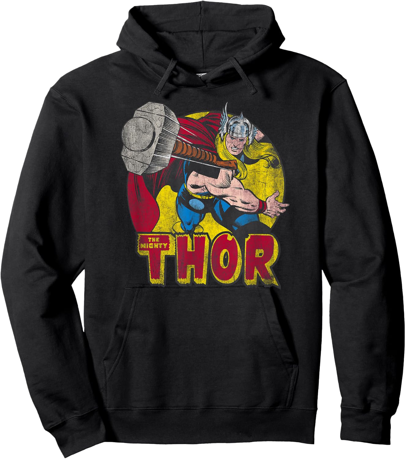 Marvel Avengers Vintage Comic Thor Mighty Hammer Throw Hoodie - Hoodie | Black